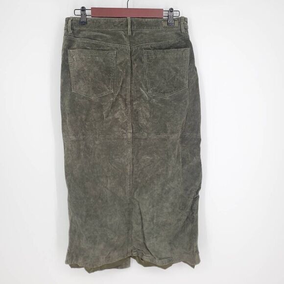 BLANKNYC Women's Hunter Green Leather Front Slit Midi Skirt Size 31 - Picture 7 of 10